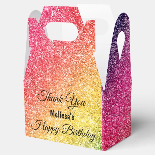 Glitter roze geel goud dank u bedankdoosjes (Geopend)