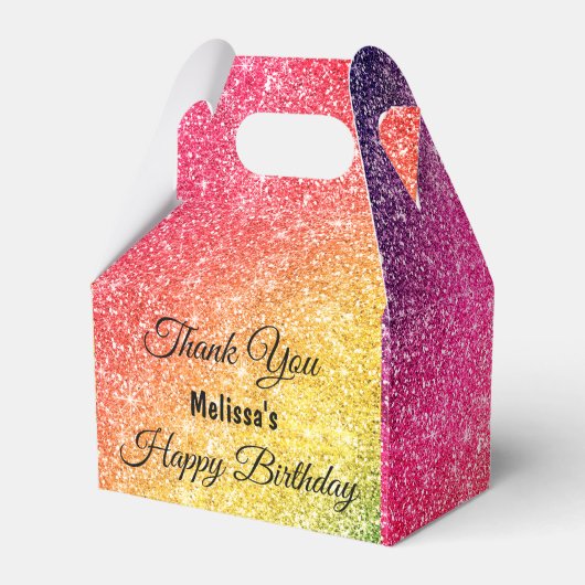 Glitter roze geel goud dank u bedankdoosjes (Voorkant Zijde)