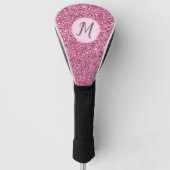 Glitter roze glam elegante custom monogram dames golfheadcover (Voorkant)