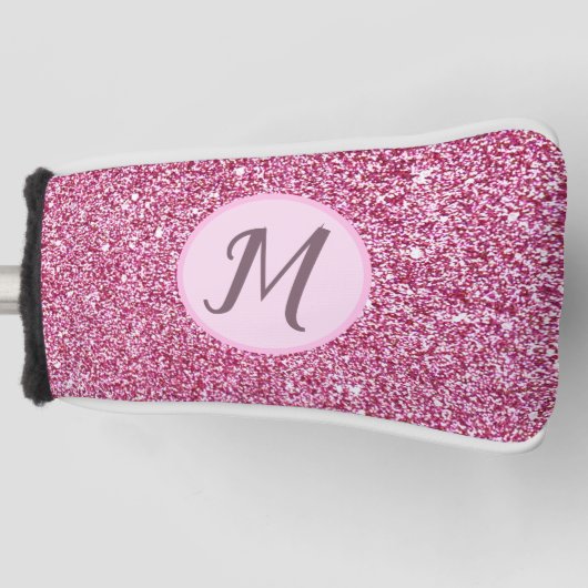 Glitter roze glam elegante custom monogram dames golfheadcover (Voorkant)