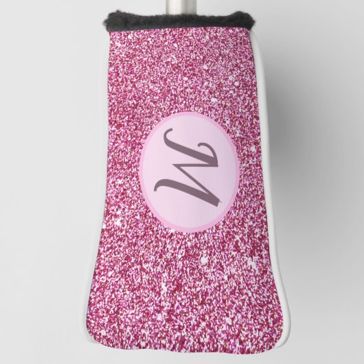 Glitter roze glam elegante custom monogram dames golfheadcover (Draai 90)