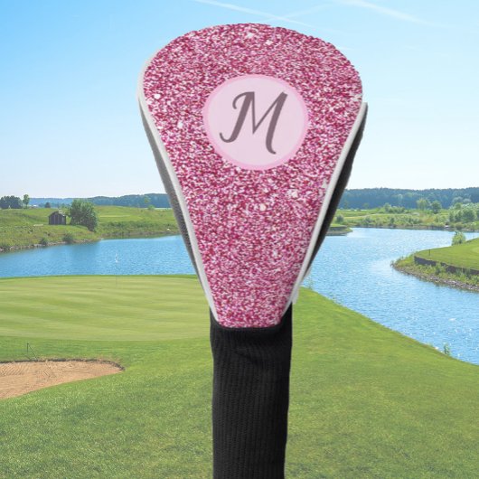 Glitter roze glam elegante custom monogram dames golfheadcover