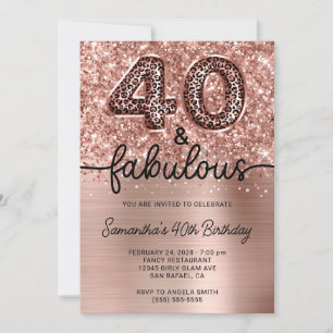 Glitter Roze Goud Luipaard 40 en Fabulous Kaart