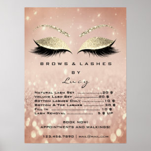Glitter Roze Goud Make-up Ogen Wimpers Prijslijst Poster