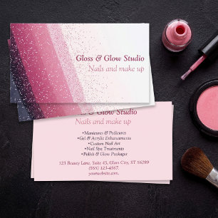 Glitter Roze Gradient Elegante nagelsalon schoonhe Visitekaartje