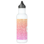 Glitter Roze Koraal Roos Goud Rond Monogram Waterfles (Links)