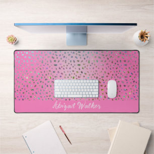 Glitter Roze Luipaardprint Bureaumat