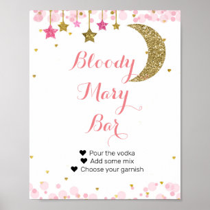 Glitter roze maan Watercolor Bloody Mary Bar Bord Poster