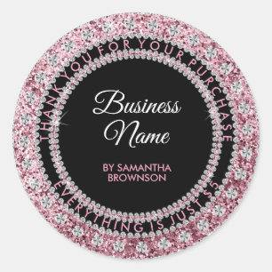 Glitter Roze Meisjesachtige Sieraden Bling Ronde Sticker