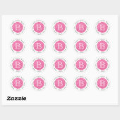 Glitter roze monogram retour adres label (Vel)