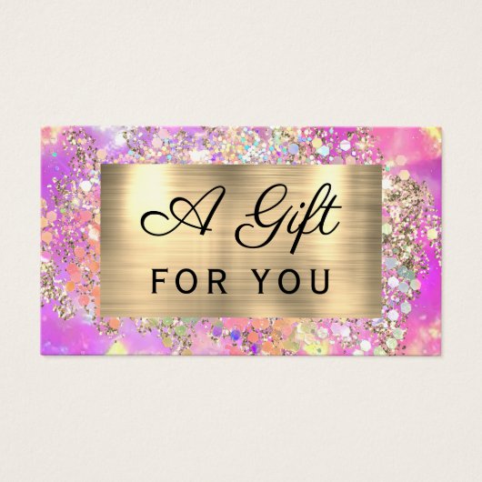 Glitter roze opaal cadeaubon visitekaartje (Voorkant)