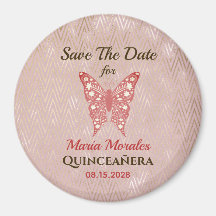 Glitter Roze Quinceanera Save The Date Magneet