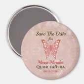 Glitter roze Quinceanera sparen de Datum Magnet Magneet (Voorkant / Achterkant)