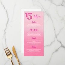 Glitter Roze Quinceñera Tafelmenu