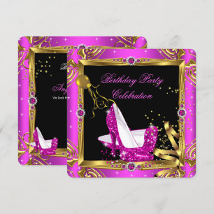 Glitter Roze Rode Hoge Hakken Schoenen Goud Zwart Kaart