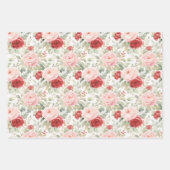 Glitter Roze Rode Rozen Bloemrijke Bruiloft Shower Inpakpapier Vel (Voorkant 3)