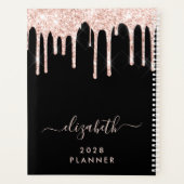Glitter roze schijven - Gepersonaliseerd zwart Planner (Achterkant)