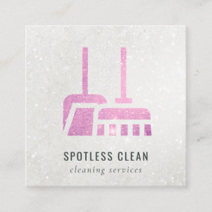 Glitter Roze schoonmaakservice in de ruimte Vierkante Visitekaartje