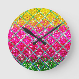 Glitter Roze Snakeskin Ronde Klok