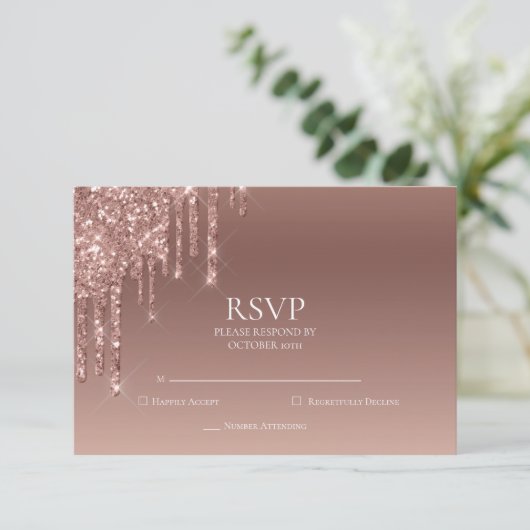 Glitter RSVP 50ste Roze Verjaardagsfeest (Staand voorkant)