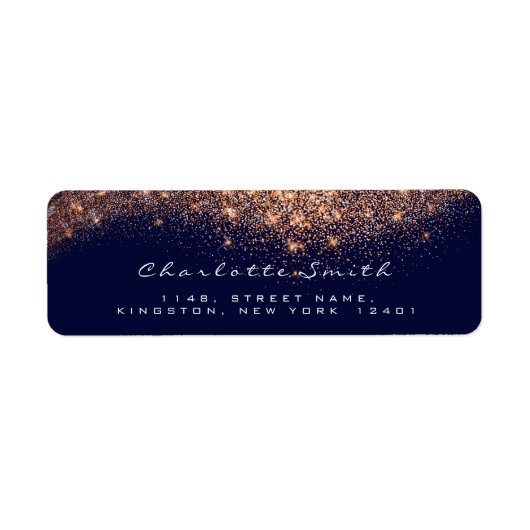 Glitter RSVP Copper Roos Gold Blue Bridal Makeup Etiket (Voorkant)