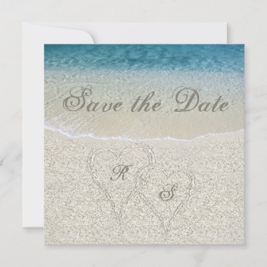 Glitter Sandy  Beach Bruiloft Save the Date Kaart (Voorkant)