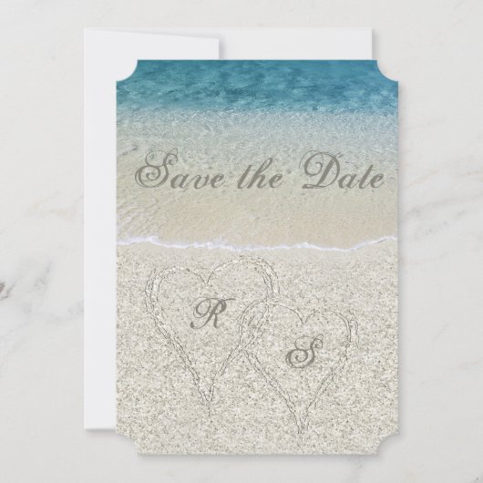 Glitter Sandy Beach Wedding Save the Date Kaart (Voorkant)