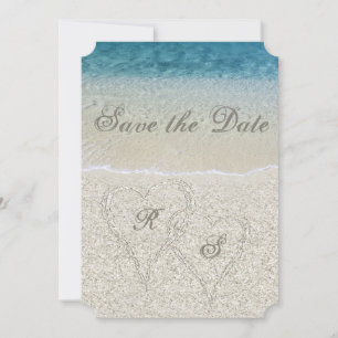 Glitter Sandy Beach Wedding Save the Date Kaart