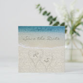 Glitter Sandy  Bruiloft op het strand Save the Dat Date (Staand voorkant)