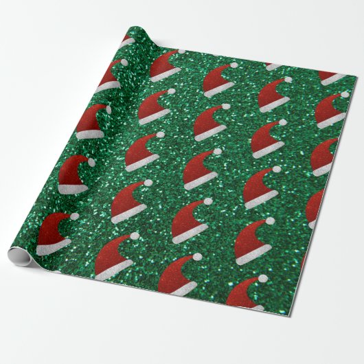 Glitter Santa Hat Cadeaupapier (Uitgerold)