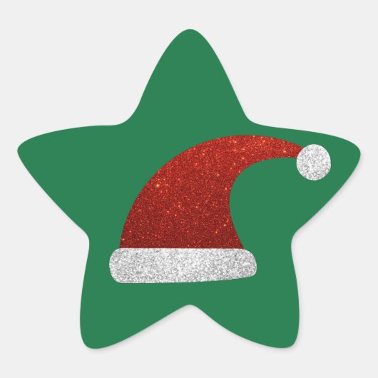 Glitter Santa Hat Ster Sticker (Voorkant)