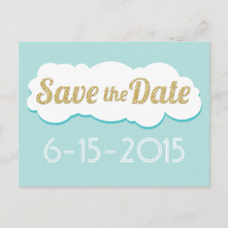 Glitter Save The Date Briefkaart Aqua