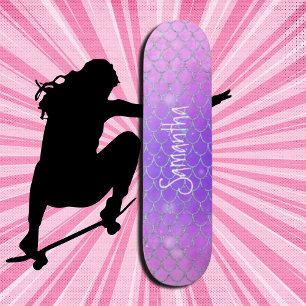 Glitter Schattige paarse roze chic Skateboard