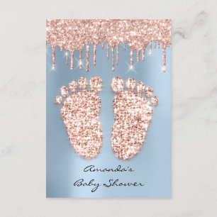 Glitter-schijven Roos blauw Baby shower Kaart