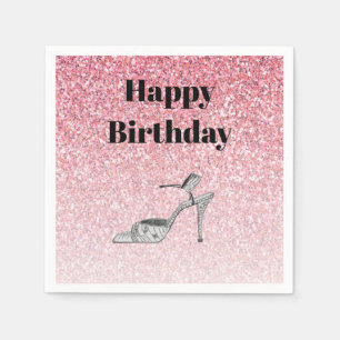 Glitter Schoen Illustratie Mode Roze Verjaardag Servet