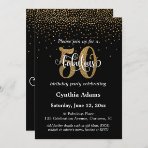 Glitter & Script 50 en verbluffend op zwart, zater Kaart