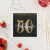 Glitter & Script 50 & Fabulous, Black Birthday Servet (Insitu)