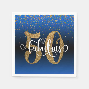 Glitter + Script 50 & Fabulous, Blauw & Zwart Ombr Servet