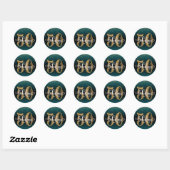 Glitter & Script 50 & Fabulous, Blauwgroen Verjaar Ronde Sticker (Vel)