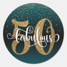 Glitter & Script 50 & Fabulous, Blauwgroen Verjaar