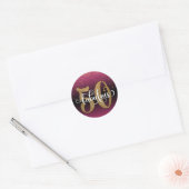 Glitter & Script 50 & Fabulous, Hot Pink Verjaarda Ronde Sticker (Envelop)
