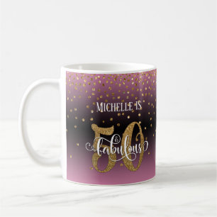 Glitter & Script 50 & Fabulous, Roze Zwarte Ombre Koffiemok