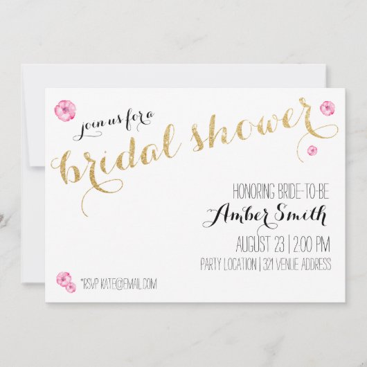 Glitter Script Bridal Shower-uitnodiging Kaart (Voorkant)