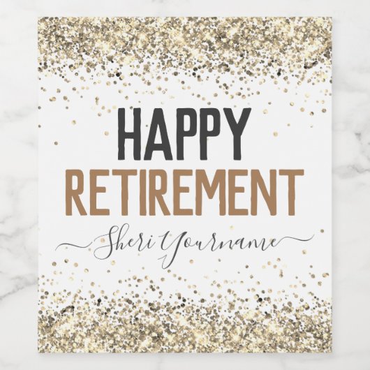 Glitter Script Happy Retirement Wijn Etiket (Enkel label)