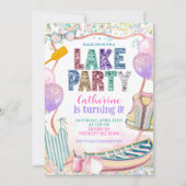Glitter Sequin Lake Party Birthday invitation (Devant)