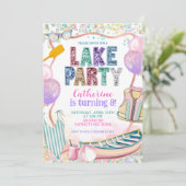 Glitter Sequin Lake Party Birthday invitation (Debout devant)