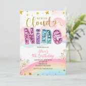 Glitter sequin pastel cloud nine birthday kaart (Staand voorkant)
