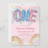 Glitter Sequin Rainbow 1st Birthday Invitation (Devant)