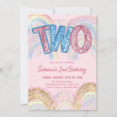 Glitter Sequin Rainbow 2nd Birthday Invitation (Devant)
