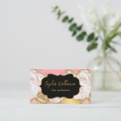 Glitter Sequins Agate (goud en roze) Visitekaartje (Staand voorkant)